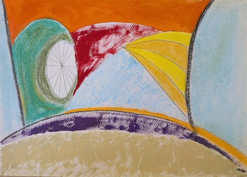 Cubist bird original acrylic - cubist,