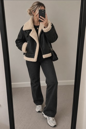 Zara faux shearling aviator - faux,
