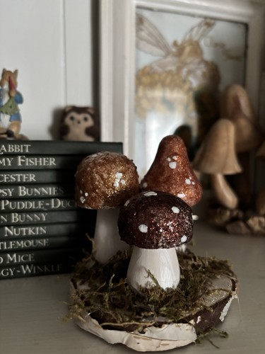 Wooden toadstools decoration - wooden,
