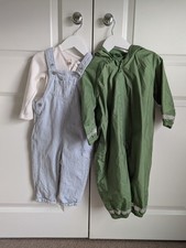 Boys 12-18 Months M&S Dungaree And Primark Green Puddlesuit