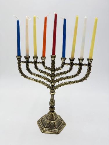 Vintage brass hanukkah - hanukkah, menorah