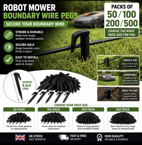 Robot mower boundary wire pegs - boundary,