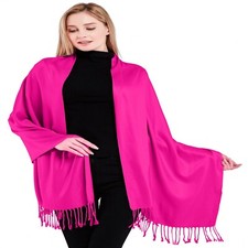 CJ Apparel Bright Pink Solid Colour Design Shawl Seconds Scarf Wrap Pashmina