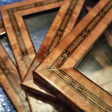 Faux Burr x2 Glossy Small Picture Frame 4x3" Marquerty Inlaid Painting Frames
