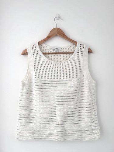 Cream crochet knit top - m&s,