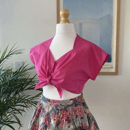 1940s hot pink cotton tie - 1940s,