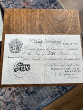 1955 L.K.O. Brien London White Five Pound Banknote B40A  057733