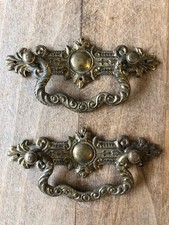 Pair Of Ornate Antique/Vintage Brass Drawer Handles