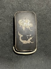 Vintage Solid Sterling Silver Black Nielloware Enamel Siam Belt Buckle