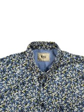 Gabicci Men’s Blue  Floral Pattern Long Sleeve Collared Shirt - Size XL