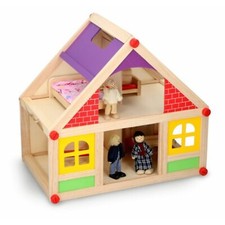 11PCS Wooden Playhouse Doll House for Toddlers - Kids Playhouse Accessories Set