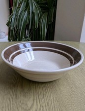 Kiln craft ironstone cereal/dessert bowls 6 1/2" chocolate bands superb examples