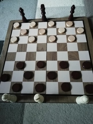 Large wooden checkers draughts - checkers,