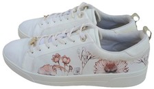 Ted Baker RiallII Floral Womens White Leather Trainers Size UK 7 EU 40