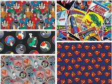 Superman Justice League DC Comic Superhero Logo 44" Cotton Fabric Kids Sewing 
