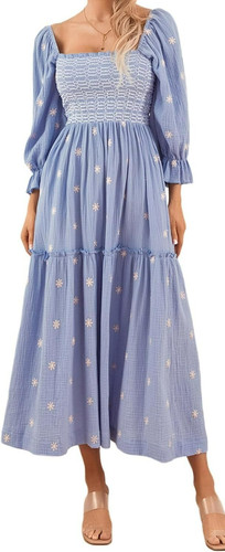 Embroidery smocked dress - embroidery,