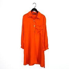 Zara Orange Satin Look Collared Pocket Half Button Mini Shirt Dress - Size XS