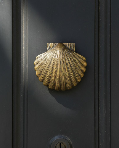 Antique brass seashell - antique, door