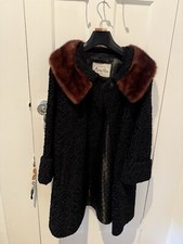 Vintage Black Astra Furs Persian Lambs Wool Coat With Fur Collar