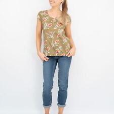 Seasalt Womens Top Garden Gate Blouse Khaki Green Floral Lightweight Cotton