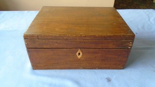 Antique sewing box oak wood - ,