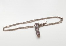 Next Sterling Silver Pink  Stone Bar Pendant Necklace Chic Delicate Minimalist 