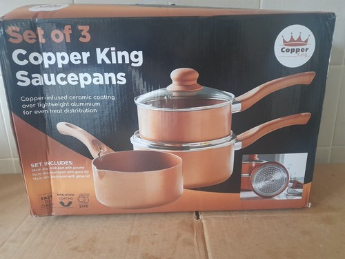 Copper sauce pan set pans - sauce, x3