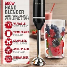 600W Electric Immersion Hand Blender Mixer Chopper Grade A Used 