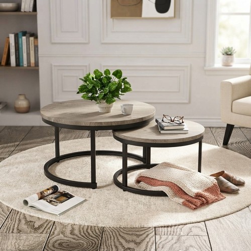 Varnished light oak nesting - oak,
