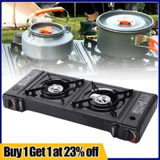 Double Dual Burner Gas Stove Camping Butane Cooker Barbecue Portable Stove UK