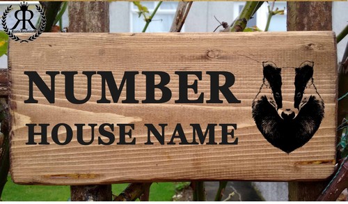 Rustic badger house - badger, sign