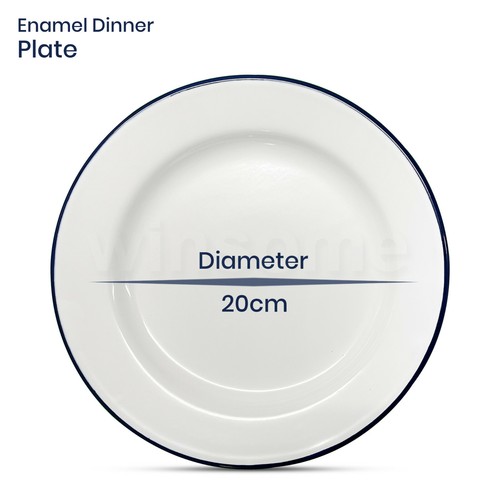 Enamel pie dinner plates white - enamel,