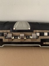 Bracher Emden Ladies Black/Grey/Beige Leather Clutch With Swarovski Crystal NEW