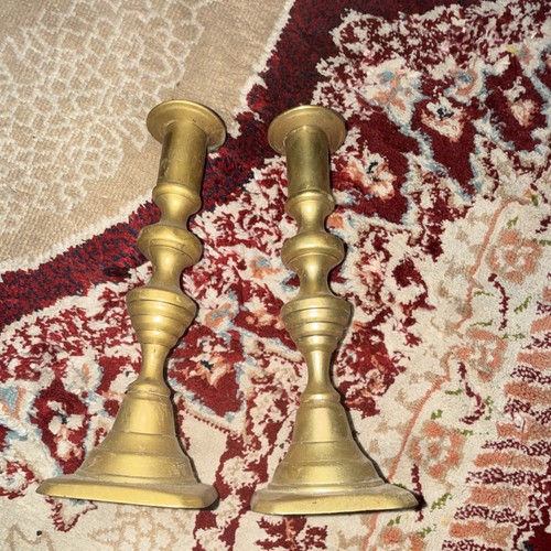 Pair brass candlesticks - pair,
