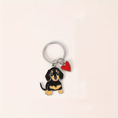 Dachshund keyring with heart