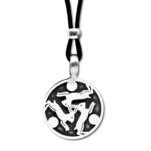Three hares pendant - hares, cord