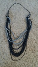 TOPSHOP FREEDOM GREY SHOELACE NECKLACE CHAIN FASHION COSTUME JEWELLERY 