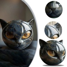 1/2Pc Luxury Black Cat Stone Sculpture Resin Desktop Ornament Elegant Home Decor