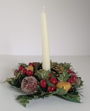 Dinner Wreath Table Centrepiece Xmas Christmas Festive Holly Candle Holder