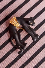 Vintage Brooch Pin Black Gold