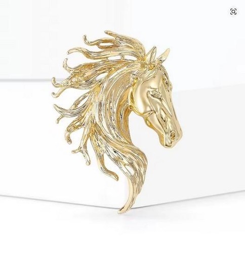Gold silver horse head - or,