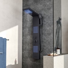 Thermostatic Shower Panel Column Tower Rain Waterfall Massage Body Jet Mixer Set