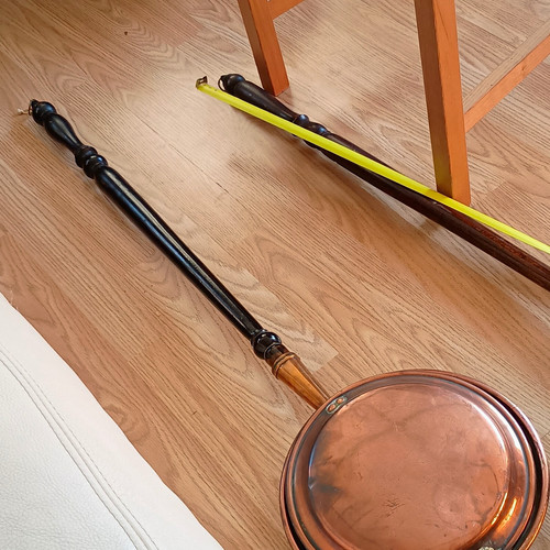 Copper and brass bed pan - and,