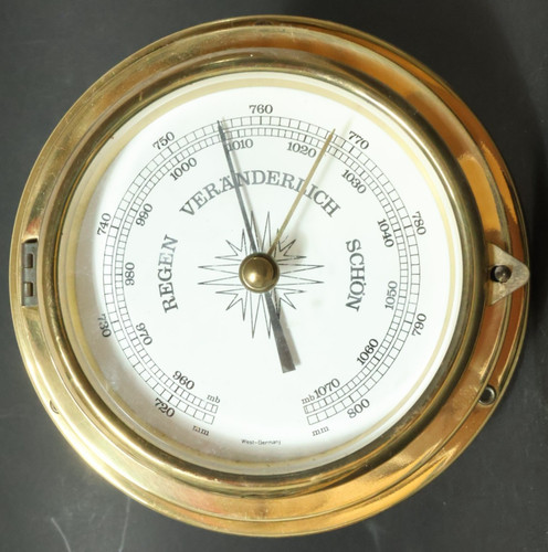 Barometer ship clock - barometer, brass