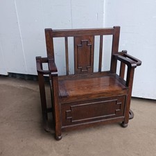1930's oak hall bench