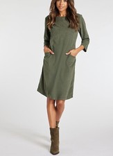 Ex Bonmarche Autonomy  - Paneled Baby Cord Dress in Khaki Size S & XL