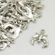 Tibetan Silver Charms Bat Hanging Vampire Halloween 18mm x 18mm 10pcs C171