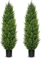 2 Pack 150cm Artificial Cypress Trees Lifelike Topiary Indoor Outdoor Black Pot 