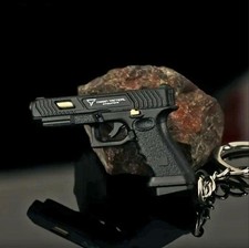 Black Mini Metal Glock 19 Hand Gun Keychain Keyring Durable Zinc Alloy