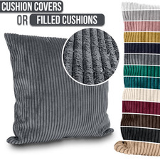 LUXURY LARGE FILLED CUSHIONS OR COVERS SUPER SOFT COOL PLAIN CORDUROY DECORATIVE